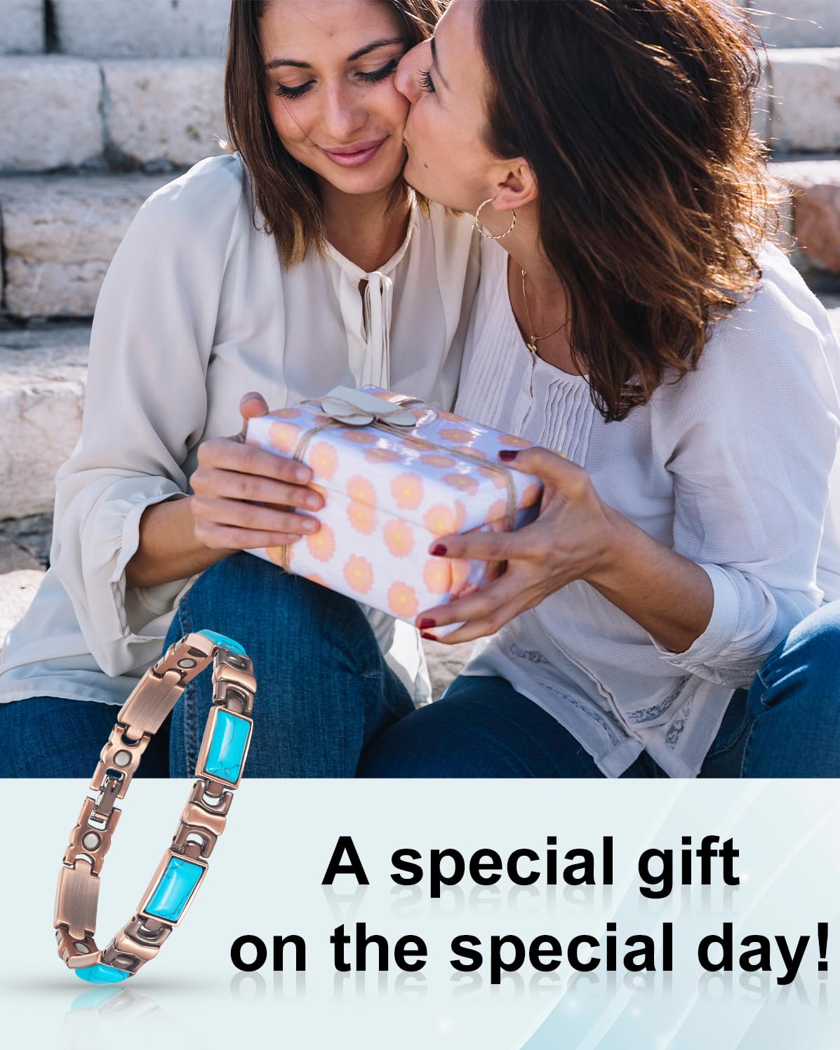 EnerCoppeX Copper Magnetic Bracelet for Women - Turquoize Detox Jewelry with 3500 Gauss Magnet (F)