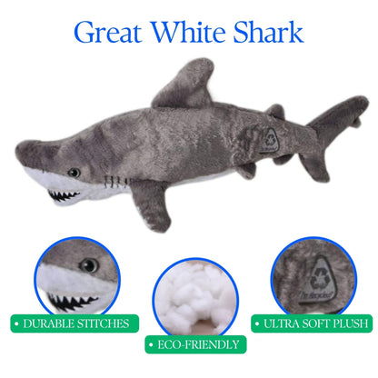 The Petting Zoo Great White Shark Stuffed Animal Plushie, Gifts for Kids, Wild Onez Ocean Animals, Shark Plush Toy 21 inches