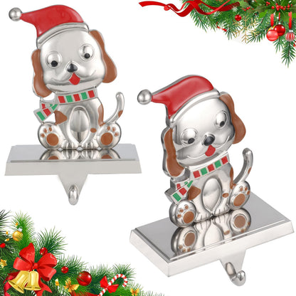 Kosmeey 1 Pcs Christmas Stocking Holder for Mantel-Christmas Dog Stocking Hanger for Mantle, Alloy Metal Christmas Stocking Holder for Fireplace Mantle, Heavy Stocking Hooks for Xmas Decoration