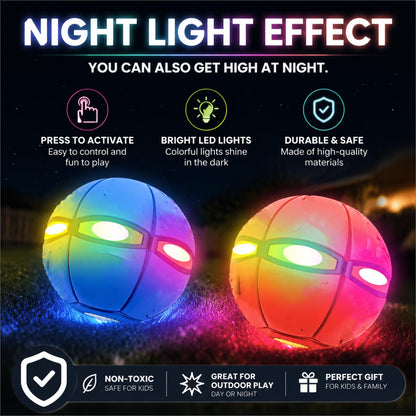 VANCON Magic Ball, Parent-Child Interaction Magic Metaball Flying Saucer, Time Delay Transformation Magic Bouncy Ball with 6 Light, Suitable for Indoor & Outdoor Use (Pink)