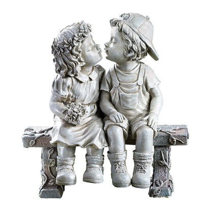 Collections Etc First Kiss, Puppy Love, Kissing Couple Garden Sculpture, 8 1/4" L x 4 3/4" W x 9" H
