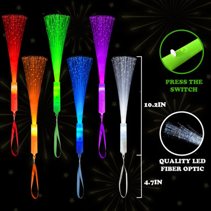 Glow in Dark Fiber Optic Lights for Kids Bulk-24 Pack, Light Up Toys Gifts Goodie Bag Basket Stuffers Fillers for Toddlers, Ultra Bright Sparklers Item for Graduation, Camping, Wedding, Birthday