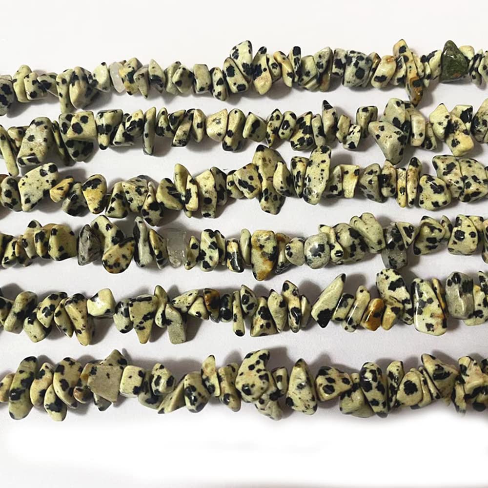 PLTbeads 7-8mm Natural Dalmatian Jasper Gemstone Chips Beads Healing Crystals Waist Bracelets Necklace Kit Irregular Stone DIY Crafts Design Jewelry Making