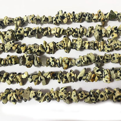 PLTbeads 7-8mm Natural Dalmatian Jasper Gemstone Chips Beads Healing Crystals Waist Bracelets Necklace Kit Irregular Stone DIY Crafts Design Jewelry Making