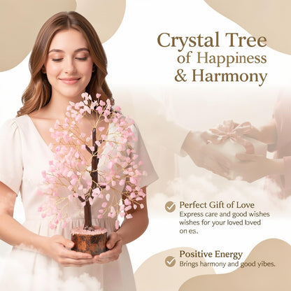 ANAYA AGATE Rose Quartz Crystal Tree for Home Decor, Office Desk Decor, Chakra Healing Crystals & Stone for Positive Energy, Money, Good Luck, Tree of Life Spiritual for Women and Mom