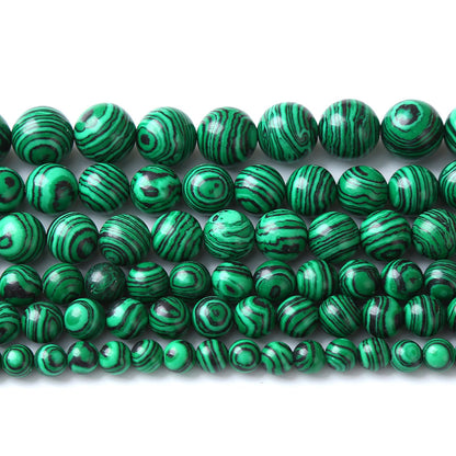 90pcs 4mm Synthetic Green Malachite Beads Natural Stone Round Loose Spacer Beads for Jewelry Making DIY Necklaces Bracelets 15" (4mm, Green Malachite)