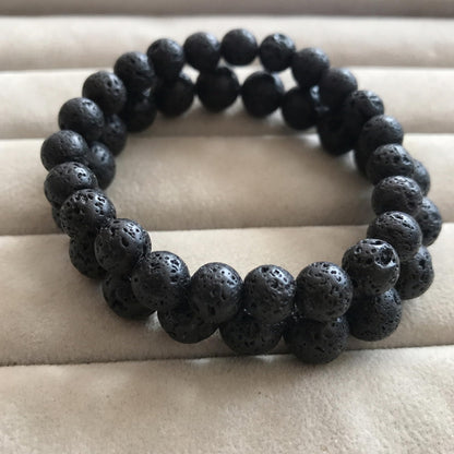 Cryhand Handmade 8mm Beaded Bracelets For Men Protection Bracelet For Women Chakra Feng Shui Stretchy Handmade Lucky Money Stretchy Crystal Bracelets Best Gifts (Lava 1PCS)