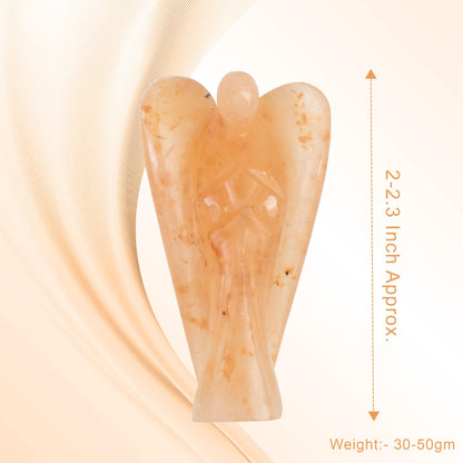 "Red Aventurine Gemstone Guardian Angel Healing Crystal, Hand Carved Pocket Angel Figurine Handmade Mini Statue for Love, Peace & Healing, Crystals for Positive Energy, Natural Gemstone Figurine"
