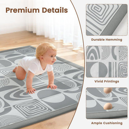 Omedecal 50"×50" Baby Play Mat for Floor & Playpen, 1.2" Thick High-Density Foam Nursery Mat for Tummy Time, Soft Plush Carpet with Non-Slip Bottom for Infant Toddler Baby Crawling & Playing (Grey)