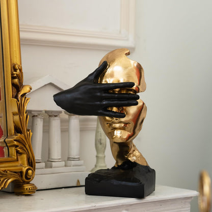 EPTUEGA Thinker Statue-Silence is Gold-Abstract Art Figurine Decor - No Hear No See No Speak Modern Home Resin Sculptures Decorative Objects Decor for Home Office Bookshelf Desktop(12" H)