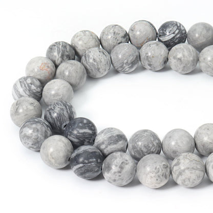 Siomia 60pcs 6mm Natural Map Jasper Gemstone Beads Energy Healing Crystal Round Loose Stone Beads for Jewelry Making, DIY Bracelets Necklaces