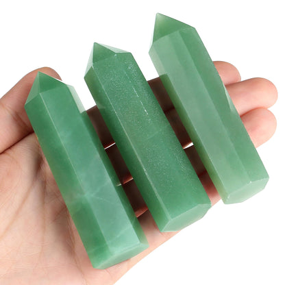 ZHIYUXI 3.7-4" Green Aventurine Healing Crystals Tower Stones Crystal Wand Hexagonal Pointed 1 Pc Large Crystals Reiki Energy Balancing Meditation Therapy Gemstones Decoration Gifts