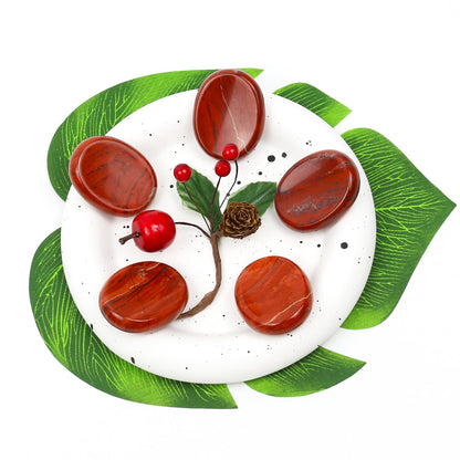 Nvzi Worry Stones Red Jasper Crystals, Chakra Crystals and Healing Stones, Oval Palm Stone, Thumb Stone, Crystals for Beginners, Spiritual Gifts for Women, Meditation Accessories (1PCS)