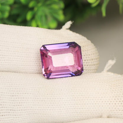 REAL-GEMS 14.4 Carat Natural Kunzite Emerald Shape Loose Gemstone for Jewelry Making