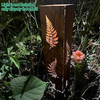 YBLCOZYC Rusty Fern Hand Welded Garden Column - Courtyard Metal Sculpture & Landscape Art for Outdoor Decoration (Batteries/Bulbs Not Included)(40cm/15.76inch)