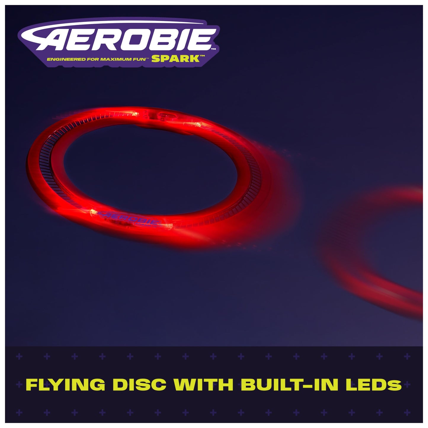 Aerobie Spark Outdoor Flying Disc with LEDs, Light-Up Flying Ring for Kids Parties and Backyard Games, Teen Boys Gift Ideas, Kids Toys for Ages 5 & Up, 12”