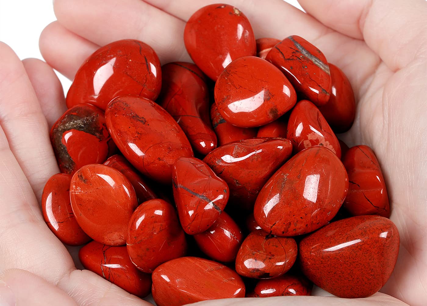 QINJIEJIE 0.9 LBS Red Jasper Polished Stones Tumbled Crystals Bulk Gemstones 0.6-1" Irregular Quartz Stone Rocks Natural Reiki Healing Crystal for Plants Vase Filler Home Decor Meditation Gifts