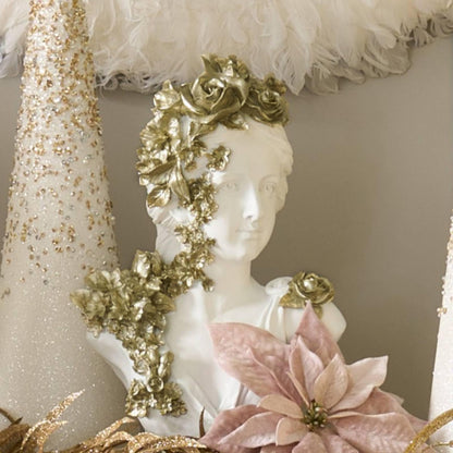 Z Gallerie Gold Floral Bust, Elegant Decorative Sculpture with Intricate Floral Embellishments, Luxe Resin Art Piece for Home & Gallery Display, Classic White & Gold Finish