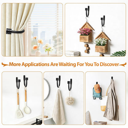 TONIAL Curtain Holdbacks, Home Decor Curtain Tiebacks Wall Mounted with Small Classic Cap Finials, Black Curtain Hooks for Drapes (1 Pair/2 Pack)