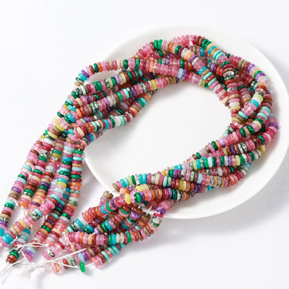 Natural Dark Mix Colored Stone Disk Spacer Beads 6x2mm 38cm/str Flat Rondelle Loose Semi Gemstone Caps for Making Bracelets Necklace