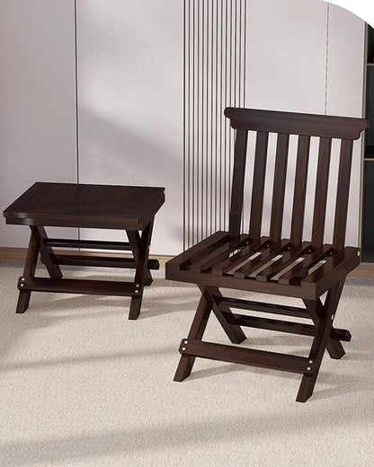 ZHEHUA Convertible Bamboo Stool with Back,Versatile Folding Stool for Home, Garden, Living Room, Kitchen, Bathroom, Bedroom - No Assemble Required