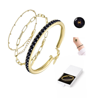 ZEETNIVI Intentional Healing Stones Bracelet for Women, 3PCS Layered Set with Semi‑Precious Stone Beads, Inspirational Jewelry for Calm Rituals & Emotional Balance