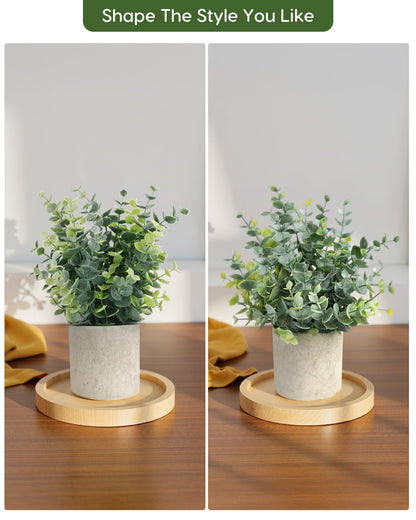 Velener 2 Pcs Small Fake Plants Eucalyptus, Artificial Plants Indoor for Shelf, Potted Eucalyptus Plants for Home/Bathroom/Pottery Barn/Desk/Farmhouse/Coffee Table Decor (Sage Green)