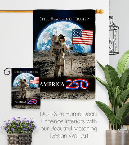 America 250 Flag Astronaut Milestone Embroidered American Flags for Outside House Applique Tapestry Pack Official Licensed Merchandise Wall Decor Canvas Moon Landing Banner USA 250th Anniversary