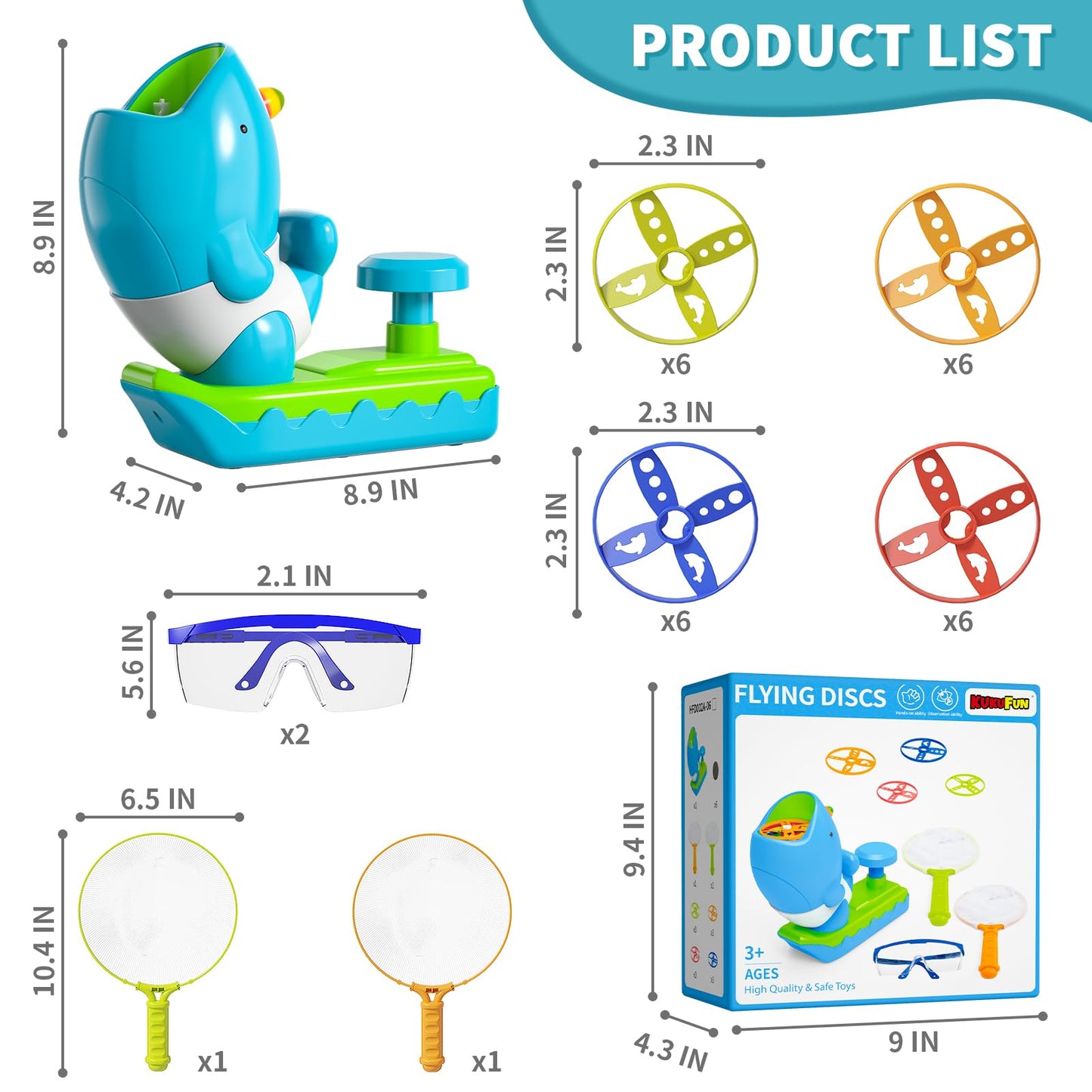 KukuFun Outdoor Toys for Kids Boys Ages 3-5 4-8, Flying Disc Launcher Outside Toys Gifts for 3 4 5 6 7 8 Year Old Kids, Ideas Outside Outdoor Game for Toddlers Boys Ages 3-5 6-8 5-7