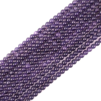 ICAI Beads 8mm Natural Amethyst Stone Round Loose Stone Beads for Jewelry Making DIY Crafts Design 1 Strand 15" APPR.43-45pcs