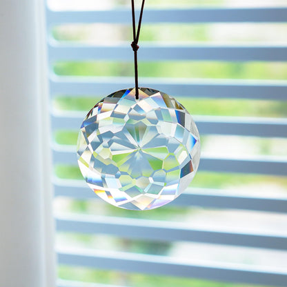 HDCRYSTALGIFTS 75mm Prism Hanging Crystal Suncatcher Clear Chandelier Crystals Flower of Life Prisms Sun Catcher Indoor Window Glass Ornaments for Christmas Tree Gifts