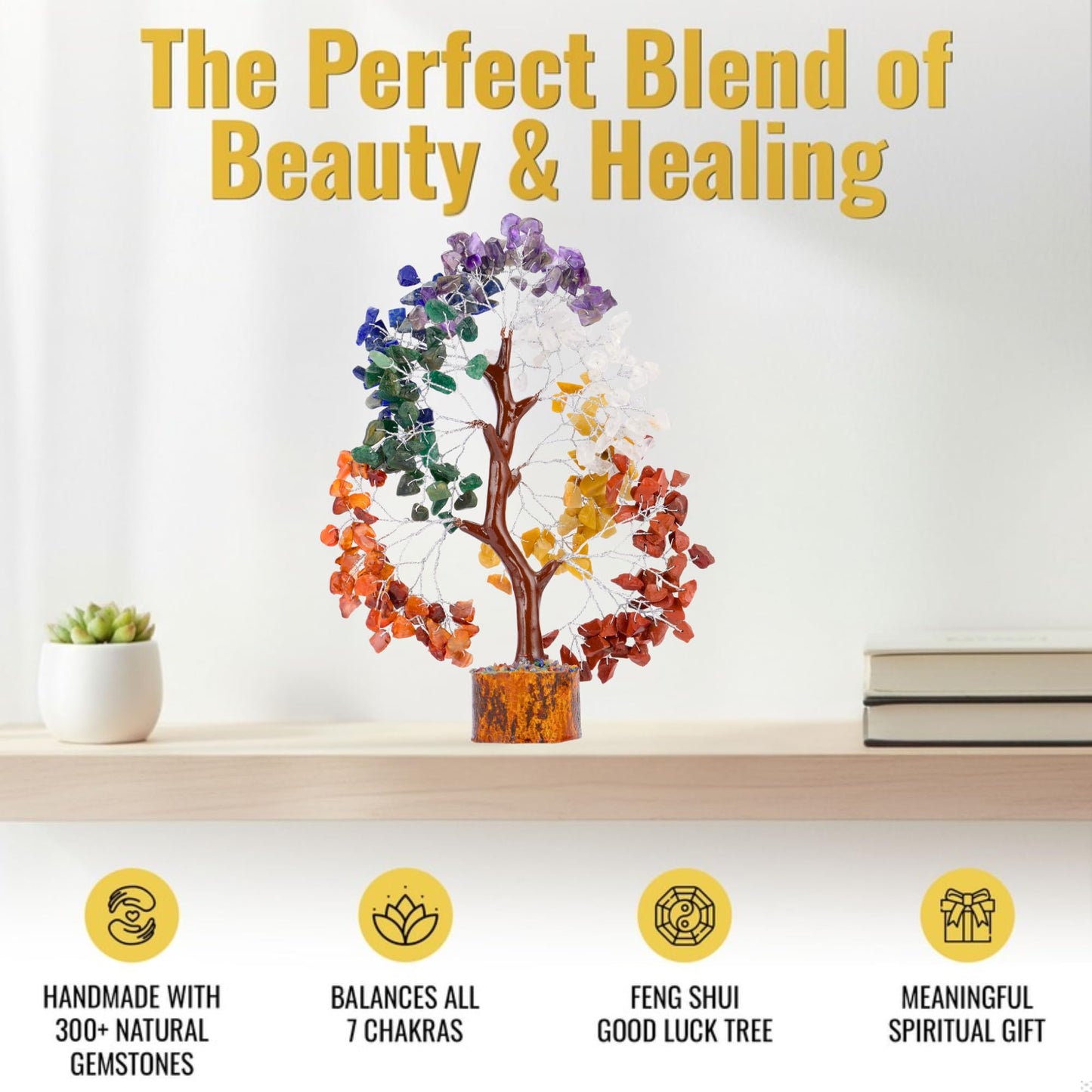 ANAYA AGATE 7 Chakra Healing Crystal Tree of Life Kit, Bracelet, Pendant, Necklace, Feng Shui Money Bonsai Tree, Positive Energy for Women, Mom, Sister and Housewarming Decoration