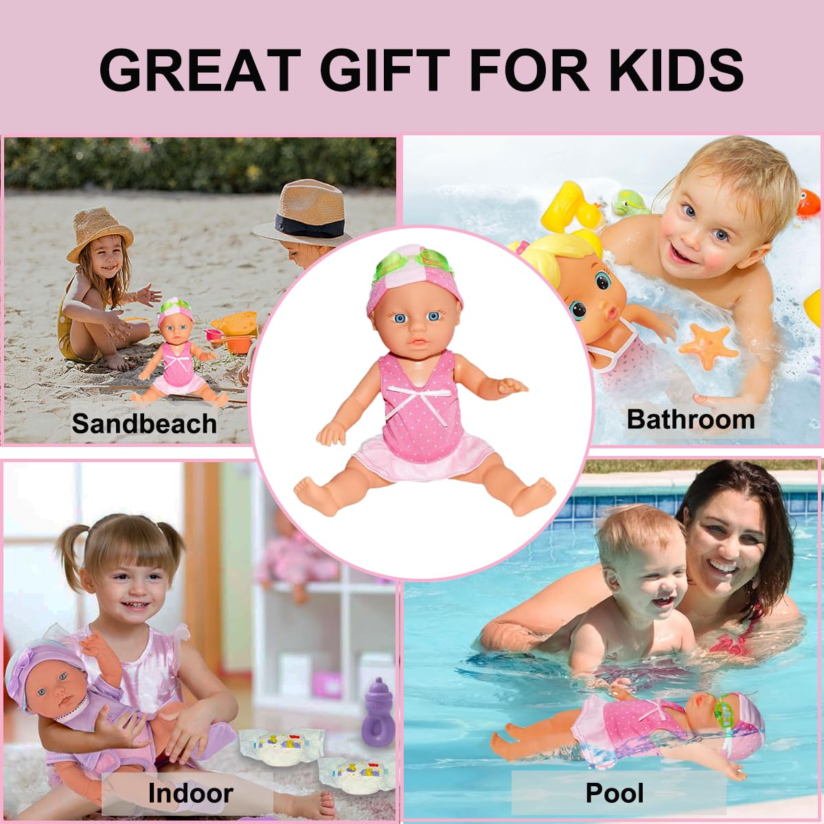 Swimming Baby Toy,2026 New Upgraded Waterproof Swimmer Toy,Electric Water Baby Toy, Backstroke Swimming Toy for Pool, for Pool/Bathroom Boy & Girl Gifts
