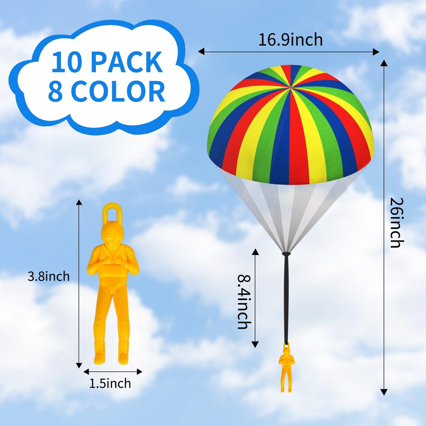 Ynybusi 10 Pcs Parachute Toys for Kids, Cool Outdoor Flying Toys Parachute Men for 3 4 5 6 7 8 9 10 Year Old Boys Kids, Best Easter Basket Stuffers Valentines Gifts Idea 2026 for Kids Party Favors