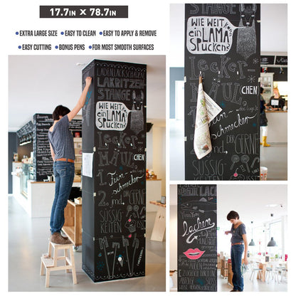 Nicpro Chalkboard Contact Paper Roll, 17.7" X 78.7" (6.5 Feet) Self Adhesive Blackboard Wallpaper, Chalk Paper Classroom Decor Sticker with 1 Marker & 5 Chalk for Home Office School Teacher Suppliers