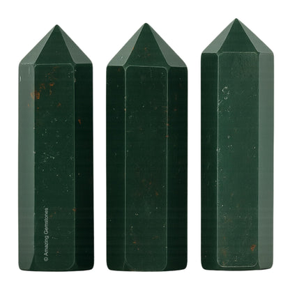 Amazing Gemstone Bloodstone Crystal Points Bulk Healing Crystals and Stones - Pack of 3 Single Terminated Healing Wand Point Bulk Crystals for Crafts, Crystal Grid, DIY Work - Premium Crystals