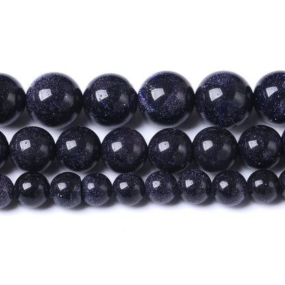 45PCS 8MM Natural Blue Sand Stone Beads Energy Healing Beads for DIY Jewelry Bracelet Necklace Making for Jewelry Making15Inch