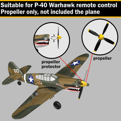 LEAMBE 3 Sets of 4-Blade Propeller Spare RC Plane Propellers Compatible with P51 Mustang & P40 Warhawk Remote Control Airplane Nose Cone