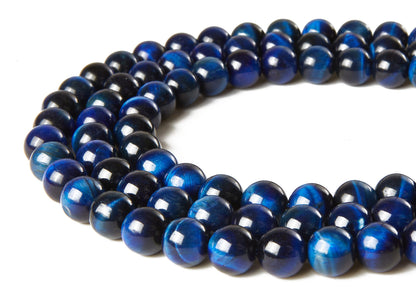 35pcs 10mm Blue Tiger Eye Beads Natural Gemstone Beads Round Loose Beads for Jewelry Making
