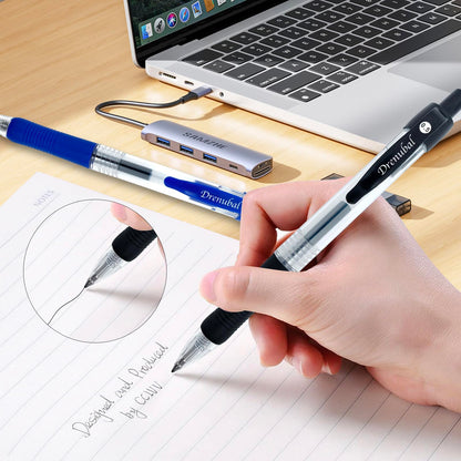 Drenubal Black Glide Retractable Ball Pens, Medium Point (0.5mm), Comfortable Rubber Grip For Writing, 48-Count Pack