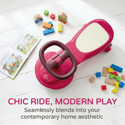 Hape Wiggle & Giggle Ride-On Car for Kids & Adults - No Assembly Wiggle Car with LED Lights, 8 Songs & Silent Wheels - 2-in-1 Parent-Child Ride-on Toy for Balance & Coordination, Ages 2-8 Years