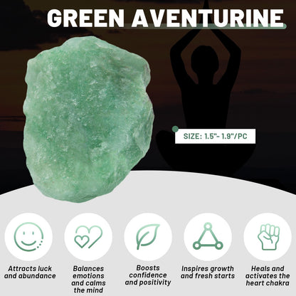Orientrea Raw Green Aventurine Rough Crystal with Clear Quartz, Natural Green Aventurine Crystal and Healing Stones for Tumbling, Decoration, Polishing, Wire Wrapping, Wicca & Reiki 2PCS