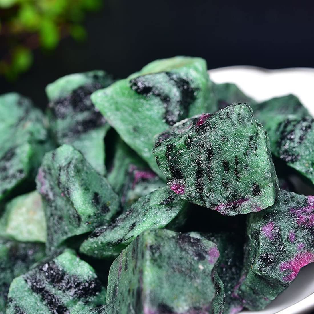 Green Ruby Zoisite Raw Crystals, Large 1.25-2.0" Healing Crystals Natural Rough Stones Crystal for Tumbling, Cabbing, Fountain Rocks, Decoration, Polishing, Wire Wrapping, Wicca & Reiki