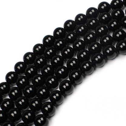 MJDCB Natural Stone Bead Black Onyx Gemstone Loose Beads for Jewelry Making Bracelet Necklace 8mm