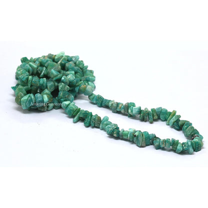 Amazonite Pre Drilled Natural Crystals Crushed Chips Beads for Jewelry Making, DIY Handmade Healing Crystals (25 Inch Strand)