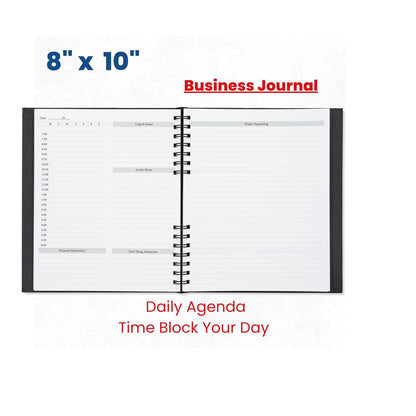 DOME Business Journal – 8 x 10 Inch Hardcover Professional Planner Notebook with Metal Coil Binding, Stickers & Organizational Guide, 200 Pages, Premium Acid-Free 60-lb Paper, Made in USA (8 x 10)