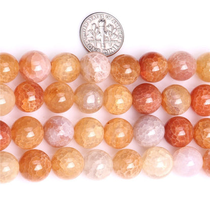 6mm Natural Crackled Agate Beads Round Gemstone Loose Beads for Jewelry Making (63-66pcs/strand)