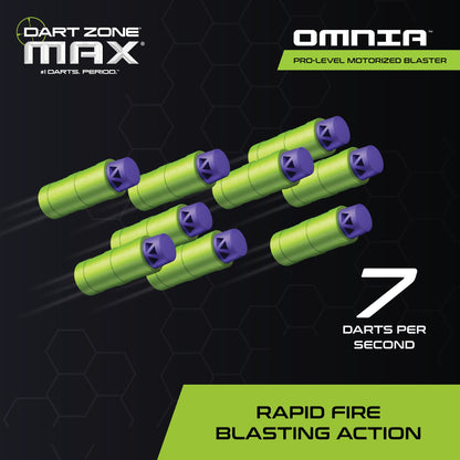 Dart Zone Max Omnia Pro Gen 3 Foam Dart Blaster–150 FPS Full Auto Foam Dart Blaster for Adults–Electric Foam Blaster–Elite Blaster for Ages 14+ with 30 Half Length Darts, Sight, Mags, Stock & Eyewear