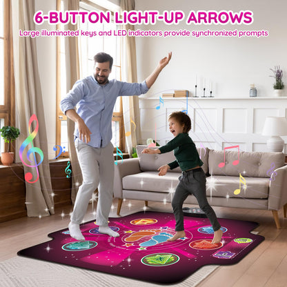 Electronic Dance mat for kids,Upgraded Light-up 6-Button Dancing Pad,Wireless Bluetooth toys,Birthday Christmax Musical Gifts for boys girls,Built-in Music Playmat,Ages 3 4 5 7 8 9 10 11 12+ Year Old