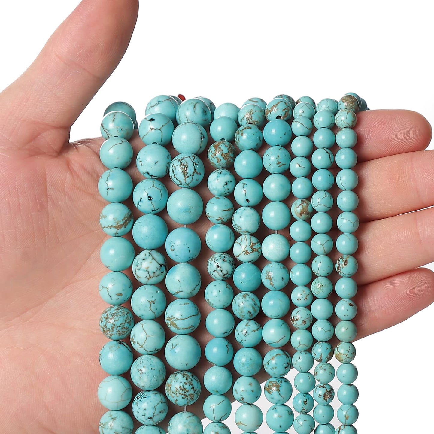 35pcs 10mm Natural Turquoise Gemstone Beads Energy Healing Crystal Round Loose Stone Beads for Jewelry Making, DIY Bracelets Necklaces